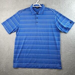 Nike Tiger Woods Collection Mens Polo‎ Golf Shirt Blue Striped L